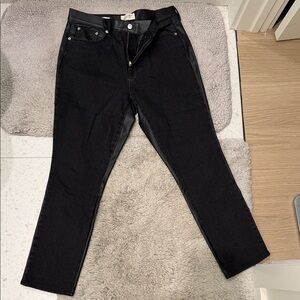 Mid rise 80s slim front jean back leather pants